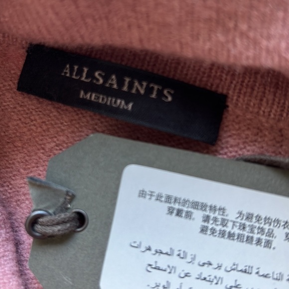 NWT AllSaints Lock Roll Neck Sweater, rose pink. Beautiful, ladies size medium. - Picture 4 of 8